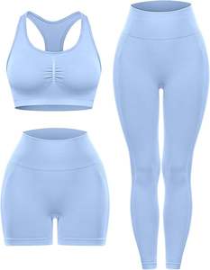 Women's High Quality Gym Bra and Breathable <b>Yoga</b> Leggings Set <b>Sport</b> <b>Wear</b> for <b>Fitness</b> and <b>Yoga</b> Seamless Solid Pattern - Product Image 1