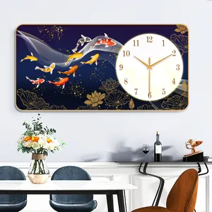 Peinture de décoration personnalisée moderne Horloge murale muette Tentures murales de salon Décoration de luxe Nature morte Horloge murale d'art
