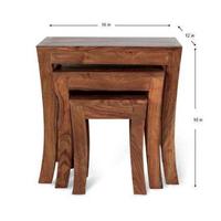 Ensemble de tables gigognes en bois Pindel Handicraft Designer, 3 tables basses écologiques modernes avec rangement, faciles à nettoyer, meubles de salon