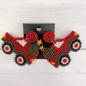 Pendientes de Árbol de Navidad Bordados a Mano, Estilo Colorido con Cuentas de Semillas, Pendientes de Copo de Nieve Bordados, Regalo - Product Image 5