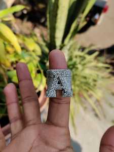 Anillo personalizado con letra A del alfabeto Iced Out, plata de ley 925, diamante moissanita VVS brillante, estilo hip hop, hecho a mano. - Product Image 4