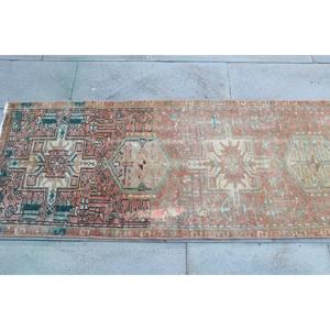 2.1x4.9 ft Small Turkish Vintage Rug, <b>Red</b> Ombr <b>Wool</b> Rug - Product Image 4