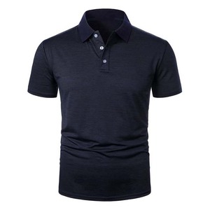 Haute qualité broderie personnalisée hommes coton lourd grande taille à manches courtes t-shirt bleu marine Slim Fit polos hommes décontracté - Product Image 1