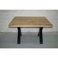 Extra Breiter Quadratischer Massiver Mangoholz-Klapptisch Industrielle Metallklappbeine 8-Sitzer für Zuhause Hochzeiten Partys Konferenzen