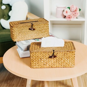 กล่องทิชชู่หญ้าทะเลกล่องใส่ฟางธรรมชาติสำหรับบ้านรีสอร์ทโรงแรมที่เก็บกระดาษเช็ดปาก - Product Image 5