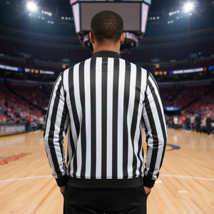 Chaqueta Universitaria Vintage de Invierno para Árbitro de Baloncesto, Negra Teñida, 100% Seda con Logotipo Bordado y Cierre de Cremallera - Product Image 2