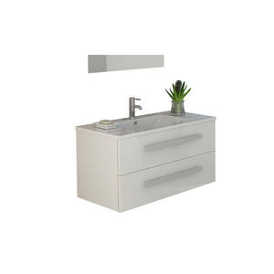 Set da Bagno Lussuoso RAPPERSWIL Bianco con Lavabo in Ceramica Lucida e Mobile da Terra - Product Image 2