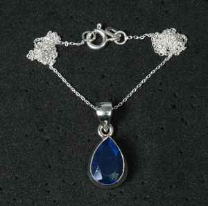 Collier pendentif en opale éthiopienne noire facettée, argent sterling 925, goutte d'eau, bijoux en pierres précieuses faits à la main, cadeau pour femmes - Product Image 3