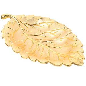 จานใส่ใบเมเปิ้ลตะวันตกจานโลหะใส่ผลไม้แห้งจานโชว์อาหารกลางจานขนมเส้นเล็กสีทองแบบมินิมอล - Product Image 3