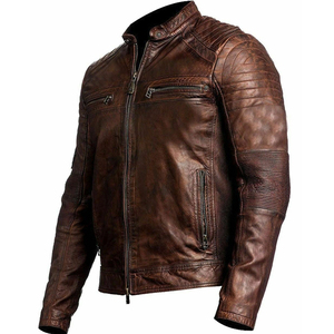 แจ็กเก็ตหนังแฟชั่นไฮสตรีทสำหรับผู้ชาย, แจ็กเก็ตหนังใส่กลางแจ้งไซส์ใหญ่สำหรับฤดูหนาว - Product Image 1