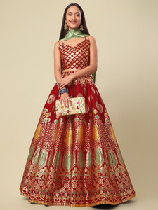 ชุดผ้าไหมผู้หญิงศิลปะชุด lehenga choli กับเสื้อแจ็คการ์ดและ zari ทำงาน dupatta - Product Image 3