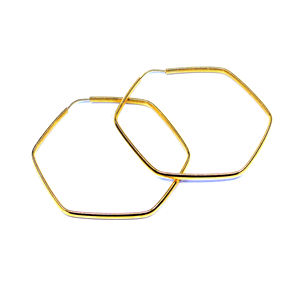 Women's Elegant Hexagon <b>Silver</b> 925 <b>Earrings</b> Handmade <b>Wedding</b> & Party Wear With Gold Plating Daily Classic Accessory - Product Image 1
