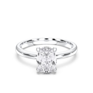Bague de fiançailles solitaire ovale et ronde de 1.88 carats en F-G/VS Lab Grown Diamond Prong Set Fabriqué en argent pour les femmes - Product Image 6