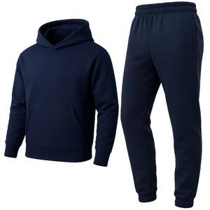 OEM Custom Casual 2 Pieces Jogger Set Sweat Suit Jogging Suit Stack Regular Fit Tracksuit <b>Flared</b> Sweatpants Hoodie Set for Men - Product Image 1