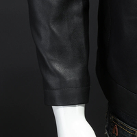 Veste matelassée en cuir véritable pour homme, imperméable, col montant, style motard, coupe ajustée, en cuir de vachette noir, fermeture éclair, luxe premium, hiver