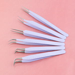 Pince à cils de volume de botte incurvée de marque privée pince à épiler d'isolement à pointe de fibre droite pince à épiler de volume à crochet à longue pointe droite - Product Image 6