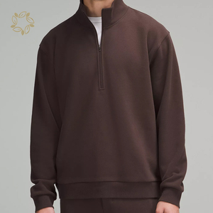 Sudaderas con capucha y sudaderas con media cremallera para hombre, ropa de algodón orgánico para hombre, jersey de cuello simulado personalizado de bambú para hombre, sudadera, Top - Product Image 5