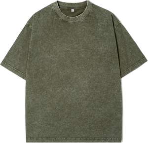 Camisetas de cuello redondo para hombre 2025 Vintage Wash de calidad Premium de gran tamaño Fit 100% algodón pesado de secado rápido hombro caído cuello redondo - Product Image 1