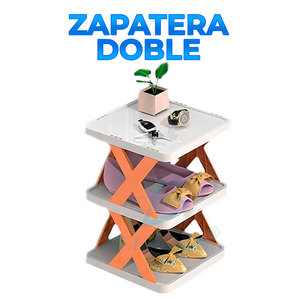 Scarpiera Doppia in Plastica Moderna e Minimalista con Tavolino Accessorio, Convertibile, Pieghevole e Facile da Montare, Arredamento per la Casa - Product Image 4