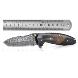 Damascus Steel Handmade Folding Pocket Knife DD-FK-860 Exotic Walnut <b>Wood</b> Handle Wholesale for Everyday Tactical Bushcraft Use - Product Image 5