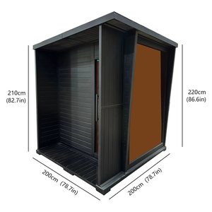 Cabina de Sauna Cuadrada Negra para 4-6 Personas, Exterior de Madera de Hemlock, Interior de Cedro Rojo y Estufa de Calefacción de 6kW - Product Image 5