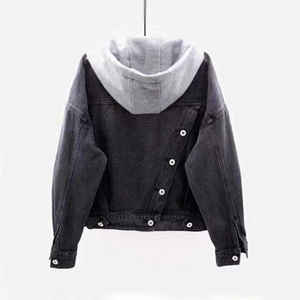 Woman <b>Jacket</b> Hooded <b>Denim</b> casual outerwear womens long sleeve jean coat trendy hooded <b>denim</b> <b>jacket</b> fashionable streetwear - Product Image 2