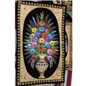 Echte Qualität handgemachte Zardozi Royal Jewel Teppich und Wandbehang