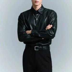 Chemises en cuir véritable pour hommes, mode hip-hop, vente en gros, chemise en cuir véritable de qualité supérieure, personnalisation OEM, chemises légères - Product Image 5