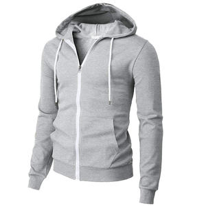 Calidad Premium Nuevo estilo Hombres Otoño Fleece Oversized Zipper-Up Puff Sudaderas con capucha Liso teñido - Product Image 6