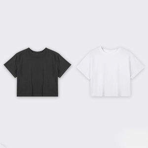 เสื้อยืดคอตตอนแขนสั้นสำหรับผู้หญิงทันสมัยเสื้อครอปฟิตเนสทรงโอเวอร์ไซส์ผ้าคอตตอนระบายอากาศ - Product Image 2