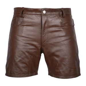 OEM ODM Split Leather <b>Shorts</b> With Breathable Custom Waist Size And Wholesale Leather <b>Shorts</b> For <b>Men</b> Casual Summer Daily Wear - Product Image 1