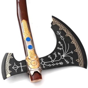 ขวานขวานโทมาฮอว์กทำด้วยมือทำจากสเตนเลสสตีลสลักเป็นเทพเจ้าแห่งสงคราม - Product Image 5