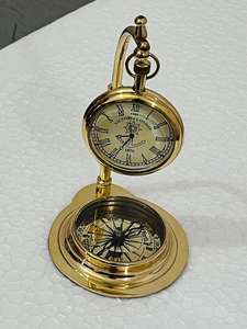 นาฬิกาตั้งโต๊ะขัดเงาทองเหลืองขัดเงาโต๊ะเข็มทิศสินค้าแฮนด์เมด - Product Image 3