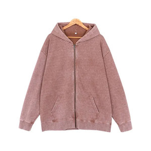 Fabricantes OEM de calidad de tendencia 100% algodón de peso pesado Streetwear Pullover Sun Faded con bolsillos de canguro Hombres Sudadera con capucha - Product Image 2