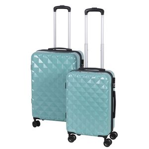 2 Valigie con Ruote Girevoli in Nylon Leggero, Impermeabili, con Chiusura a Cerniera, Fodera in Poliestere, per Uso Esterno e Aeroportuale, Colore Acquamarina - Product Image 1