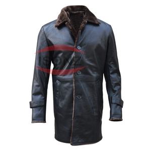 เสื้อแจ็คเก็ตหนังแกะบุขนสีน้ำตาล พรีเมียม - Product Image 3