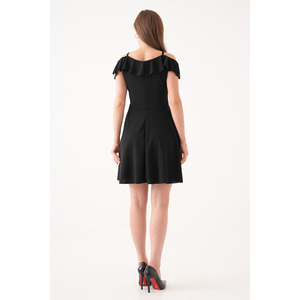 Vestido Negro Ajustado con Tirantes Finos para Mujer, por Encima de la Rodilla, Informal, Estilo Fiesta, Talla XS, Falda a la Cadera, Estilo Natural para Salir de Noche o al Club - Product Image 3