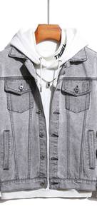 Veste en jean vintage délavée respirante de haute qualité Cham King avec broderie, style décontracté, 100 % coton pour homme - Product Image 4