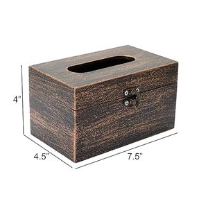 Soporte de pañuelos de madera pulida de primera calidad con fondo deslizante Caja de pañuelos de madera india tradicional con accesorios de latón a bajo precio - Product Image 4