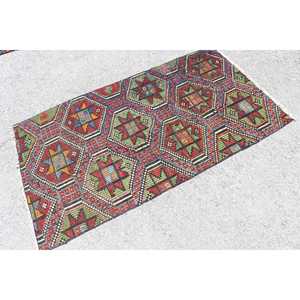 Tapis vintage 2,9x5,2 pieds, tapis turc d'appoint, tapis oriental en laine rouge - Product Image 2