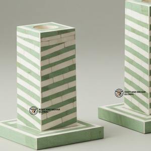 Juego de portavelas con incrustaciones de hueso verde hecho a mano al por mayor para decoración del hogar y el hotel disponible para suministro al por mayor - Product Image 4