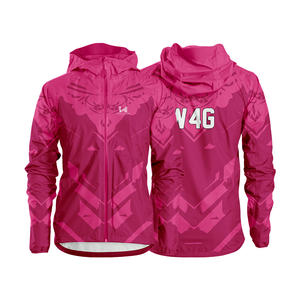 Chaqueta Cortavientos Informal Unisex con Capucha, Color Rosa Personalizado, de Alta Calidad, 100% Nailon Recubierto, Impermeable, Transpirable, con Cremallera, para Chicas - Product Image 3
