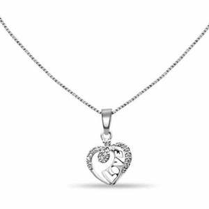 Colgante de Plata 925 Zarkan con Letra de Corazón, Bañado en Rodio y Oro, con Circonita, Cadena de Eslabones, Regalo para Cualquier Ocasión - Product Image 2