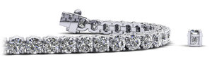 Style Vintage 3.28 Ct Lab Grown Round Brilliant Cut Diamond Tennis Bracelet pour les femmes en or massif 14K IGI Certified Ball Design - Product Image 2