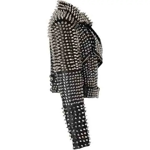 Veste de motard en peau de mouton respirante pour femme, personnalisée, en coton tricoté, avec rivets et clous, coupe ajustée, vente en gros - Product Image 1