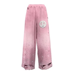 Pantalons de survêtement décontractés à jambes larges et droites pour hommes, fabricants de pantalons de survêtement, surdimensionnés, empilés, personnalisés, amples, évasés, avec strass - Product Image 2