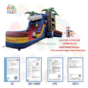 Château Gonflable Commercial Tropical avec Toboggan Eau Combo Wet Dry pour <span class=keywords><strong>Location</strong></span> Fêtes Enfants - Product Image 4
