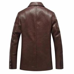 Men's Winter Soft Leather Jacket Thick Moto <b>Coats</b> in Plus Size 4XL Canvas Fabric with Front Logo Classical Business Style - Product Image 5