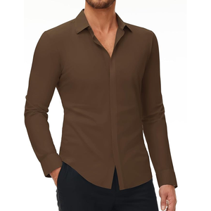 Chemises habillées pour hommes respirantes Chemise Slim Fit pour hommes Chemises boutonnées à manches longues pour hommes - Product Image 1