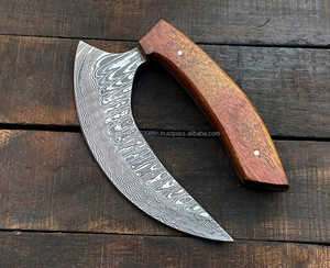 Cuchillo cortador de pizza multiusos ecológico de plata de acero inoxidable Tang completo tradicional con Funda de cuero - Product Image 1